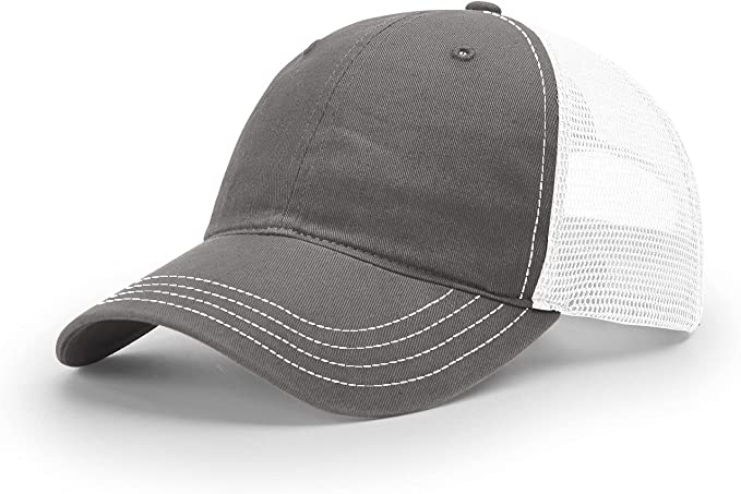 Charcoal/ White Richardson Leather Patch Soft Cap