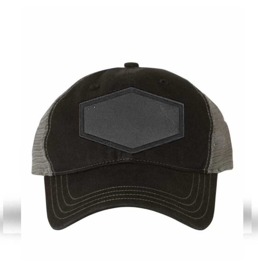 Black/ Charcoal Richardson Leather Patch Soft Cap