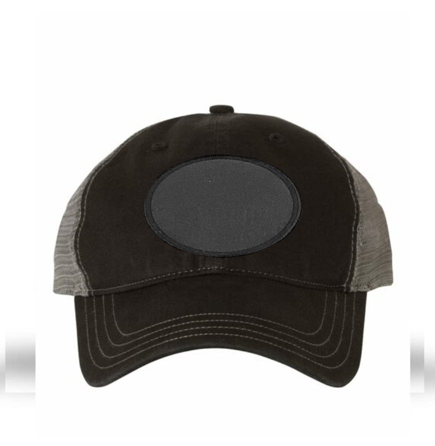 Black/ Charcoal Richardson Leather Patch Soft Cap