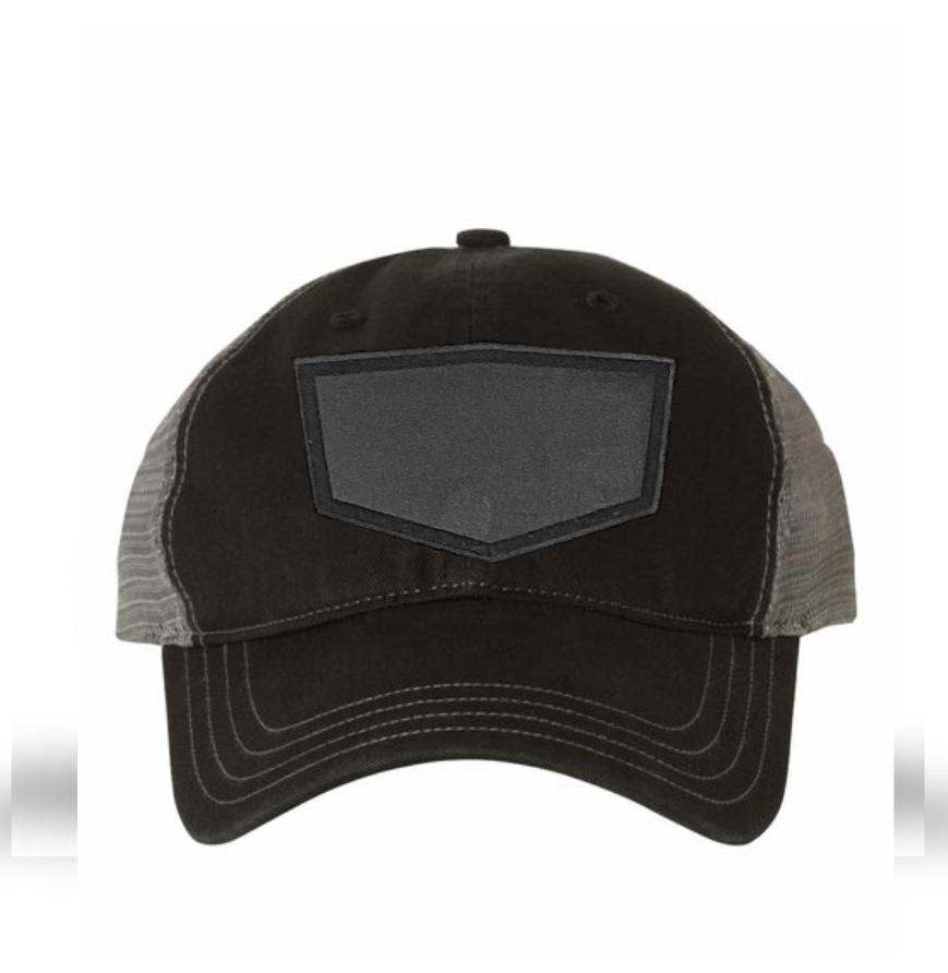 Black/ Charcoal Richardson Leather Patch Soft Cap