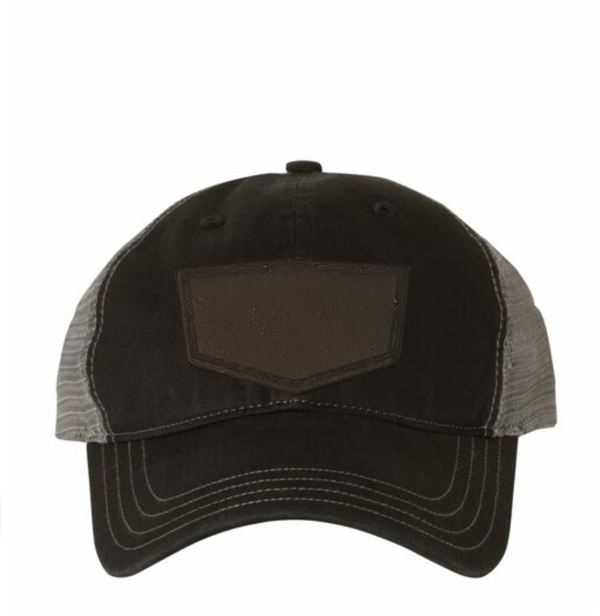 Black/ Charcoal Richardson Leather Patch Soft Cap