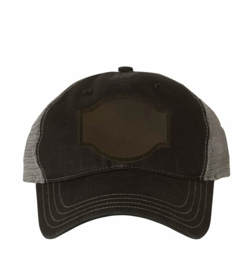 Black/ Charcoal Richardson Leather Patch Soft Cap