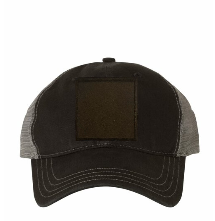 Black/ Charcoal Richardson Leather Patch Soft Cap