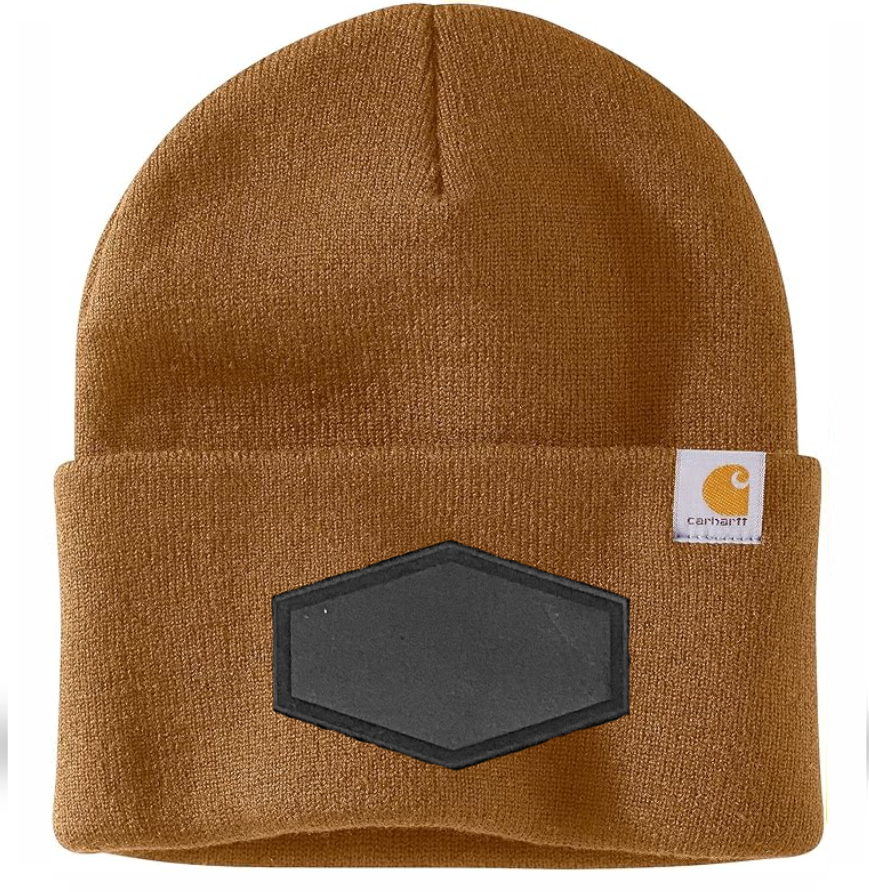 Brown Carhartt Leather Patch Beanie