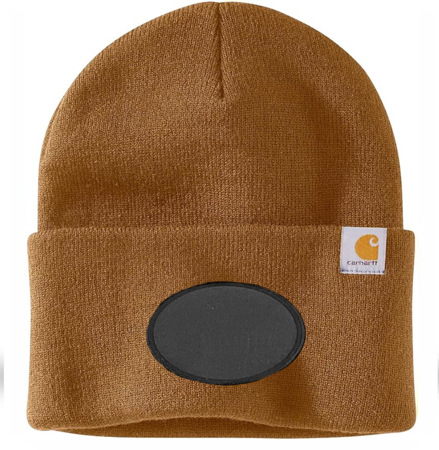 Brown Carhartt Leather Patch Beanie