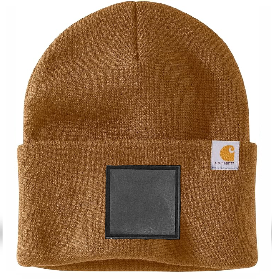 Brown Carhartt Leather Patch Beanie