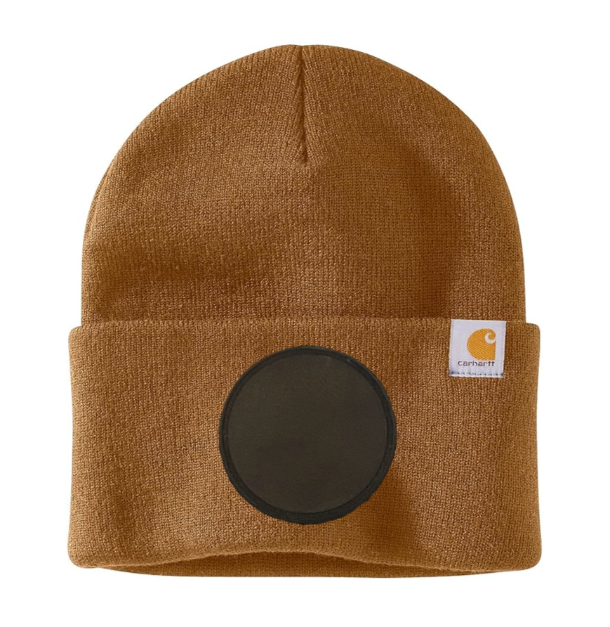 Brown Carhartt Leather Patch Beanie