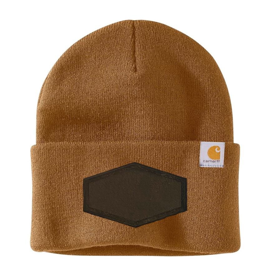 Brown Carhartt Leather Patch Beanie