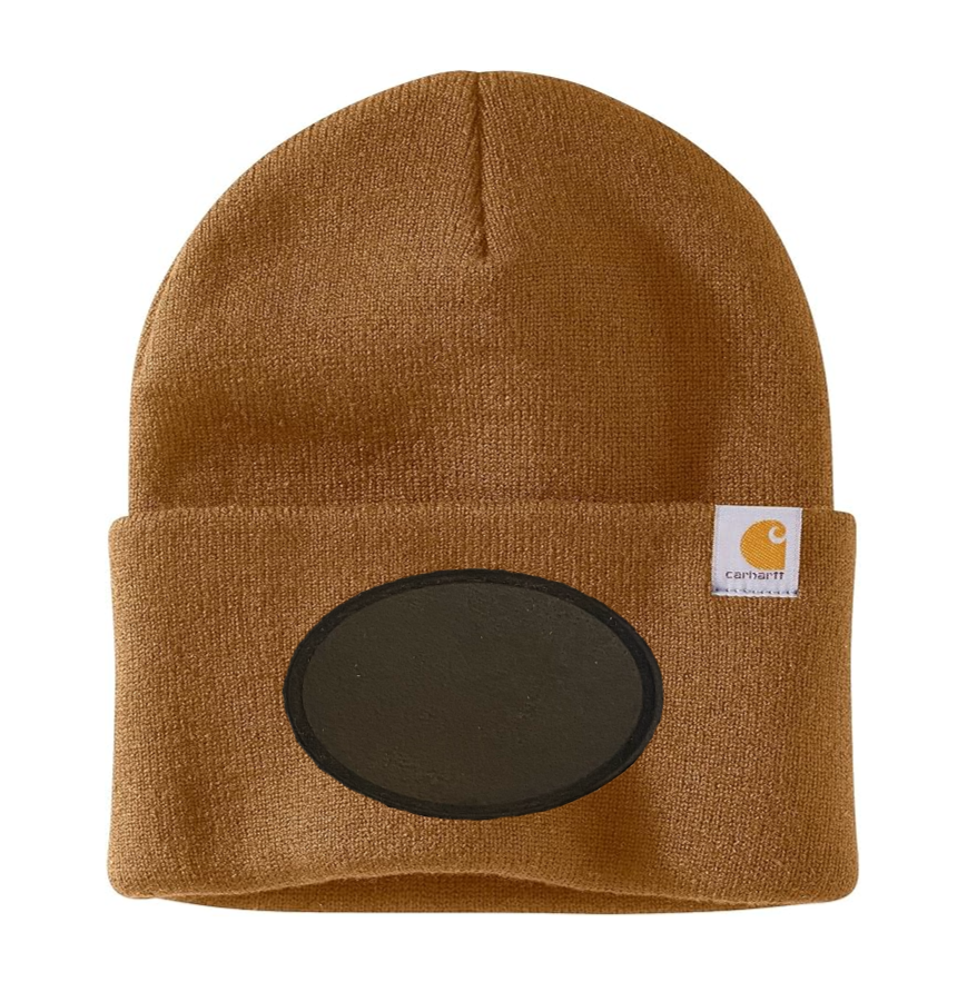 Brown Carhartt Leather Patch Beanie