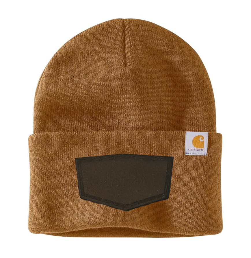 Brown Carhartt Leather Patch Beanie