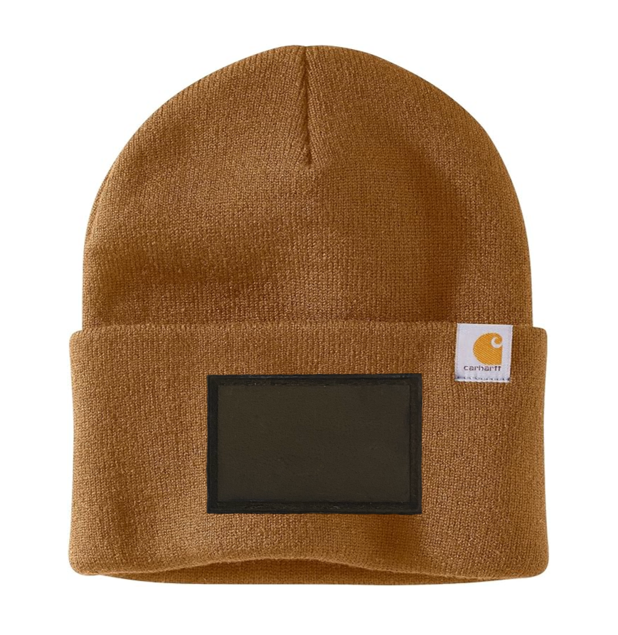 Brown Carhartt Leather Patch Beanie