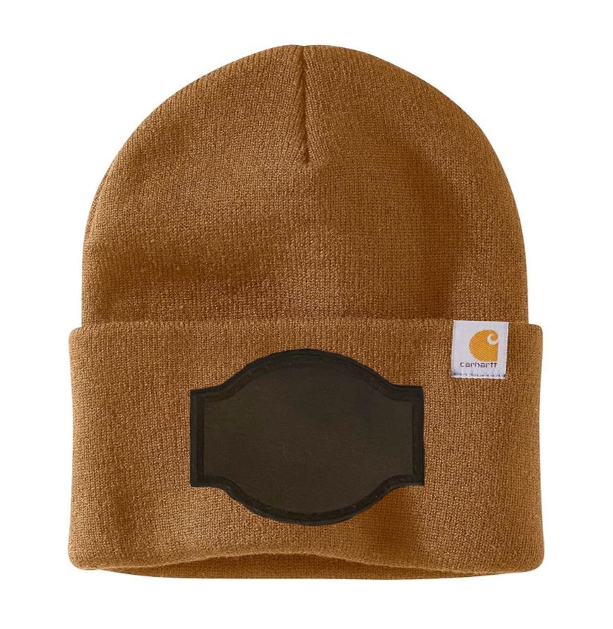 Brown Carhartt Leather Patch Beanie