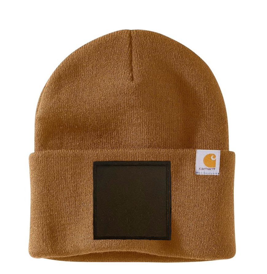 Brown Carhartt Leather Patch Beanie