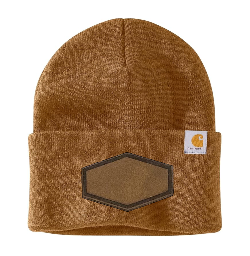 Brown Carhartt Leather Patch Beanie