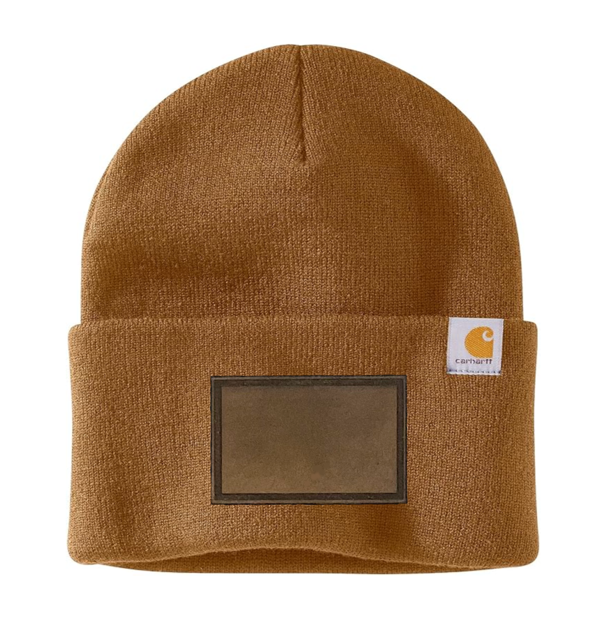 Brown Carhartt Leather Patch Beanie