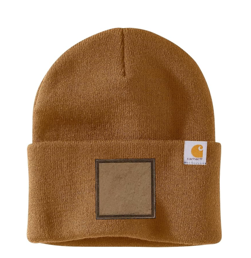 Brown Carhartt Leather Patch Beanie
