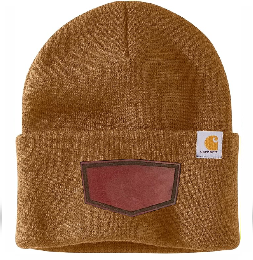 Brown Carhartt Leather Patch Beanie