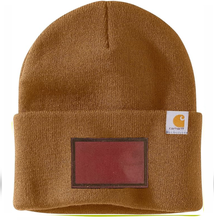 Brown Carhartt Leather Patch Beanie