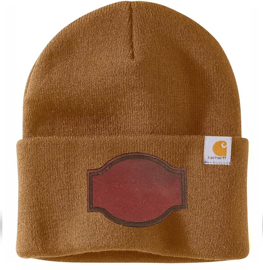 Brown Carhartt Leather Patch Beanie