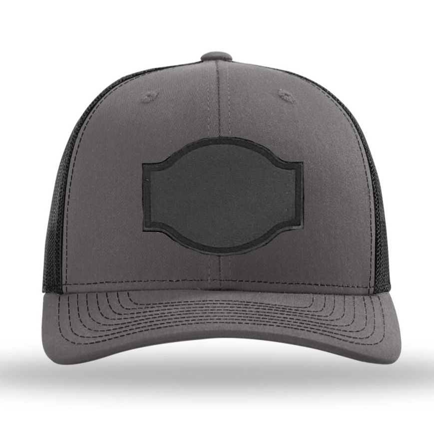 Charcoal/ Black Richardson Leather Patch Trucker Hat