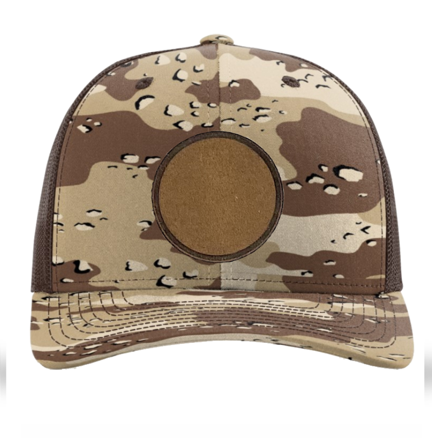 Desert Camo/ Brown Richardson Leather Patch Trucker Hat