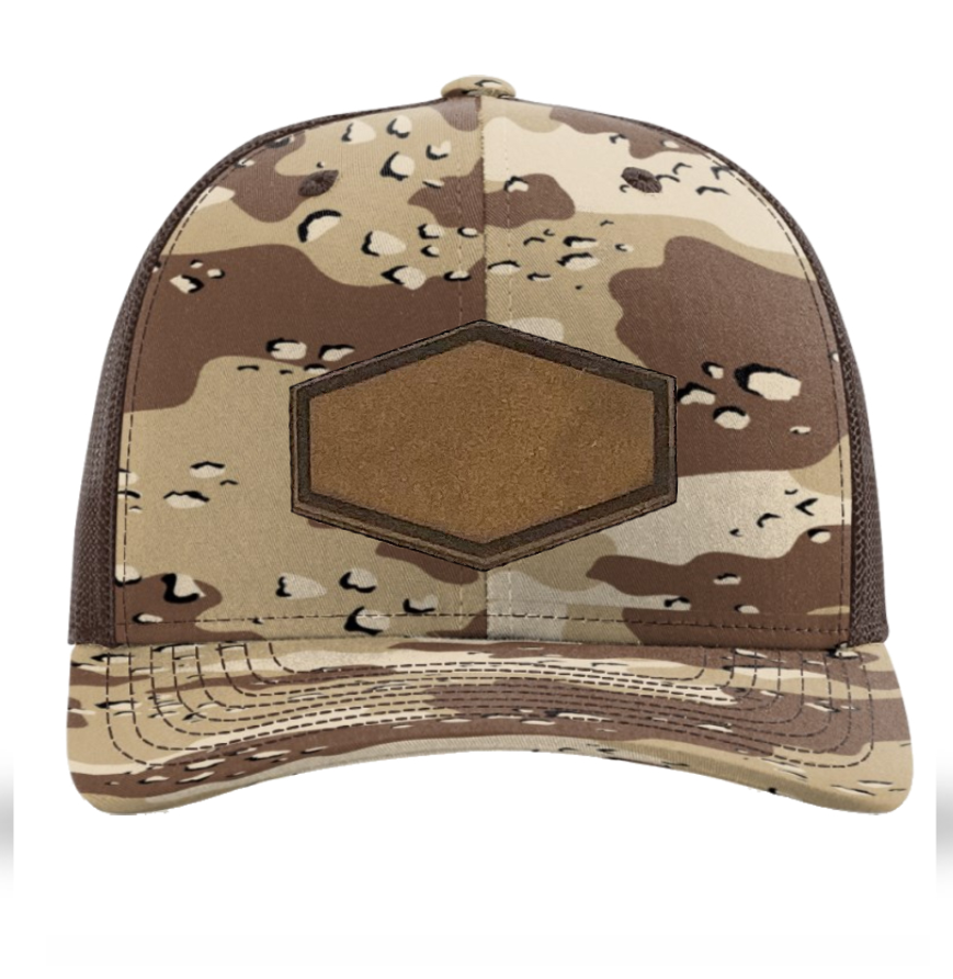 Desert Camo/ Brown Richardson Leather Patch Trucker Hat