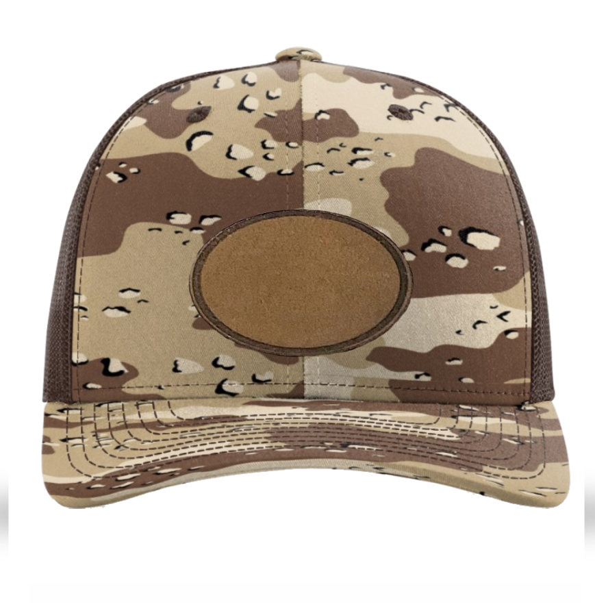 Desert Camo/ Brown Richardson Leather Patch Trucker Hat