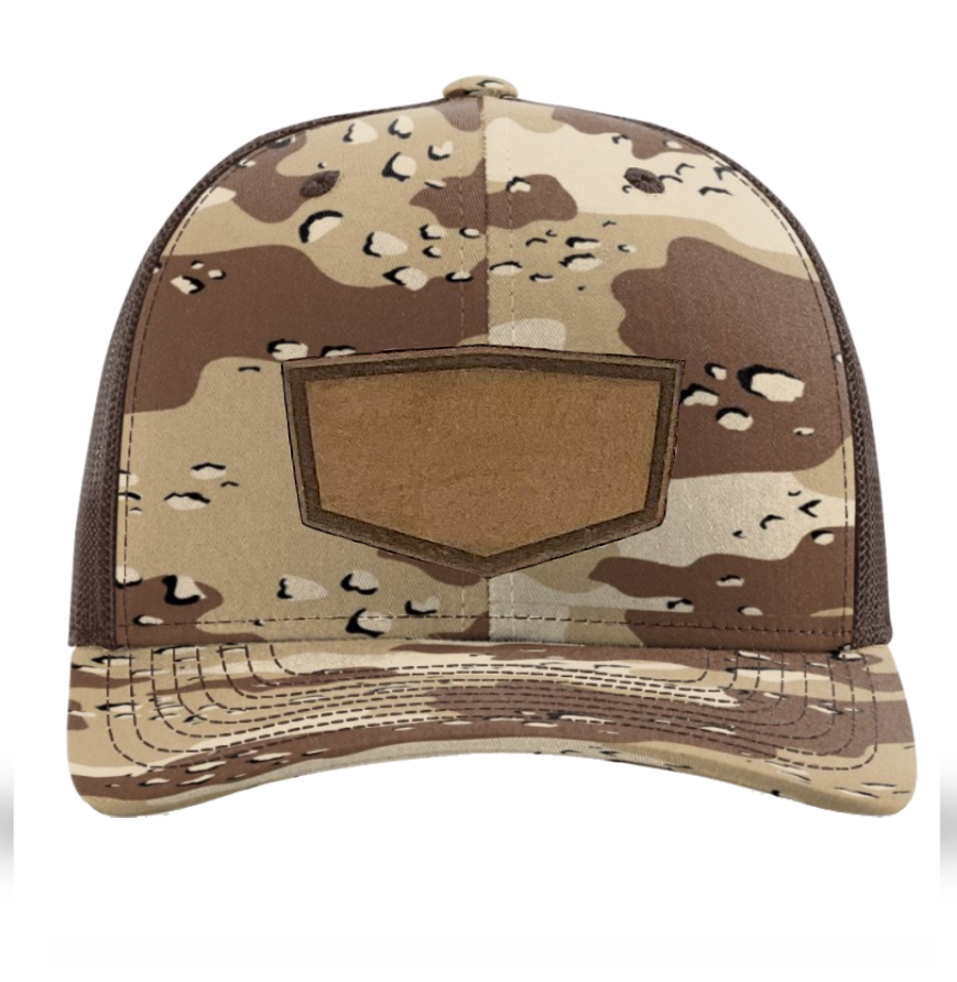 Desert Camo/ Brown Richardson Leather Patch Trucker Hat