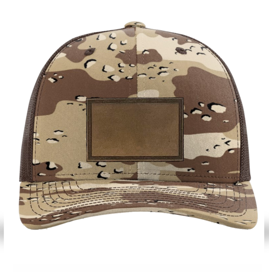 Desert Camo/ Brown Richardson Leather Patch Trucker Hat