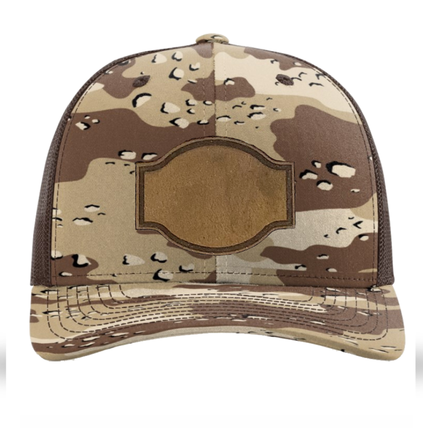 Desert Camo/ Brown Richardson Leather Patch Trucker Hat