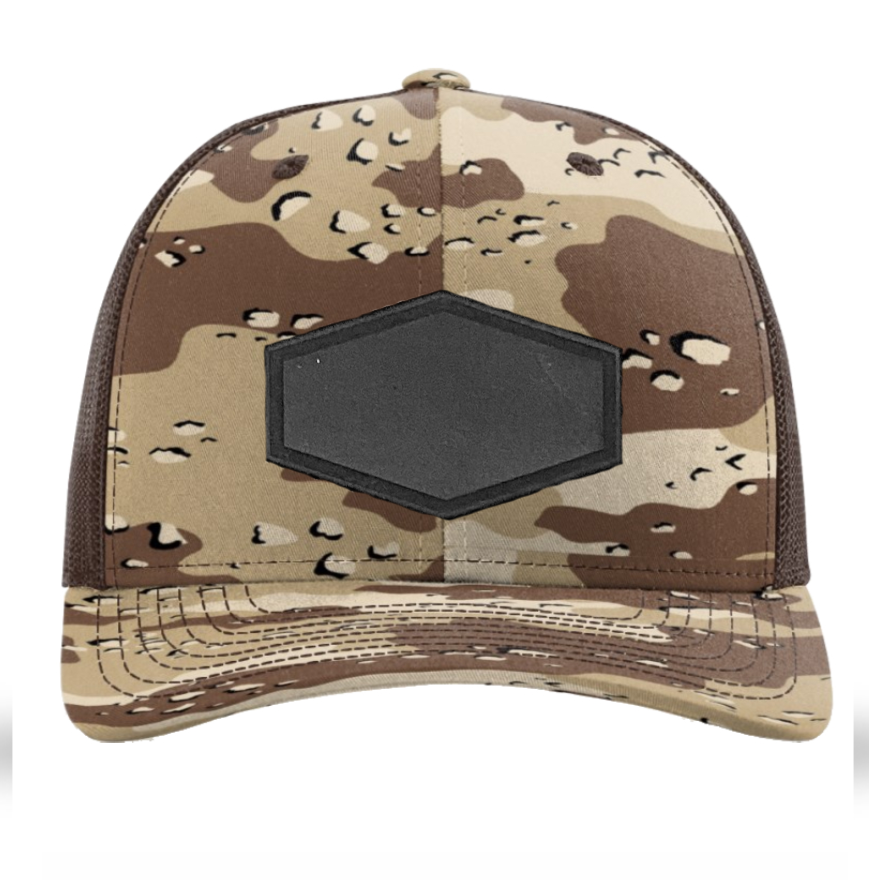 Desert Camo/ Brown Richardson Leather Patch Trucker Hat
