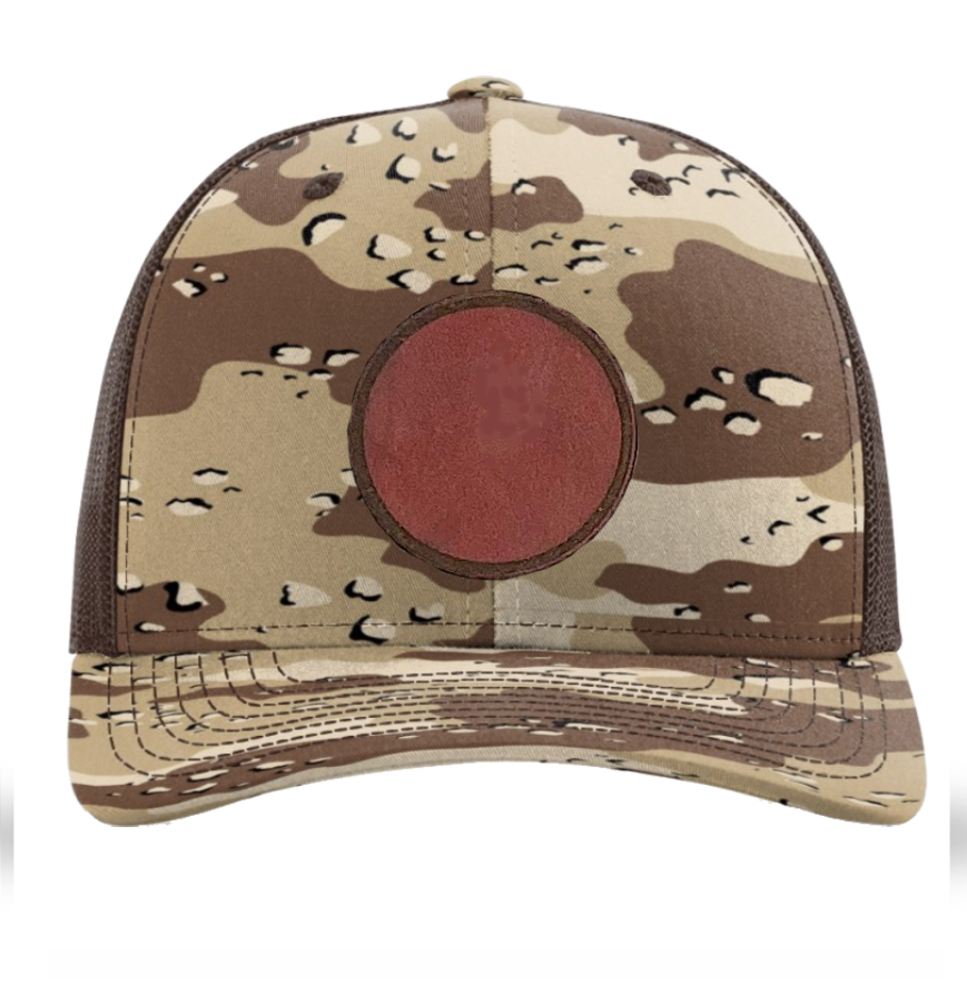 Desert Camo/ Brown Richardson Leather Patch Trucker Hat
