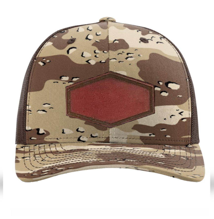 Desert Camo/ Brown Richardson Leather Patch Trucker Hat