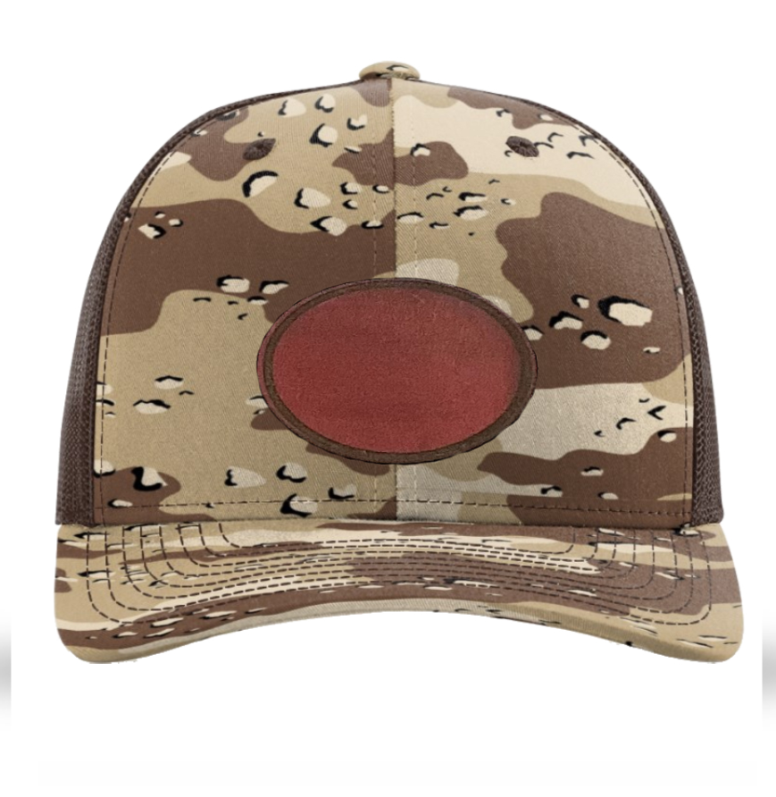 Desert Camo/ Brown Richardson Leather Patch Trucker Hat
