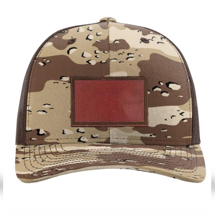 Desert Camo/ Brown Richardson Leather Patch Trucker Hat