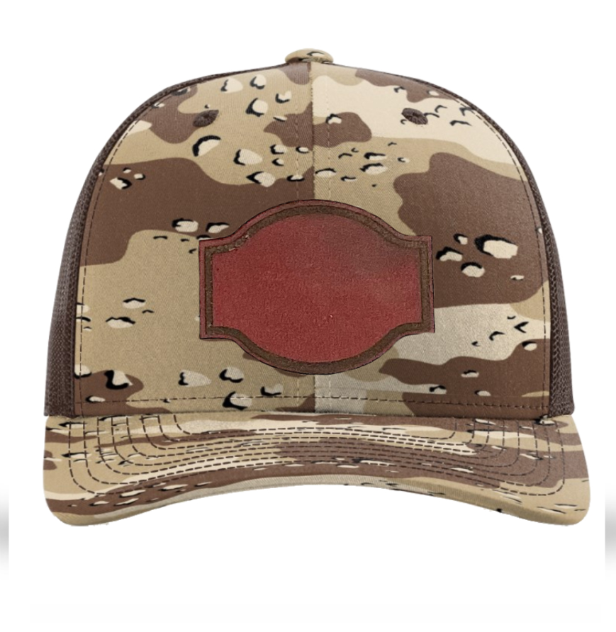 Desert Camo/ Brown Richardson Leather Patch Trucker Hat
