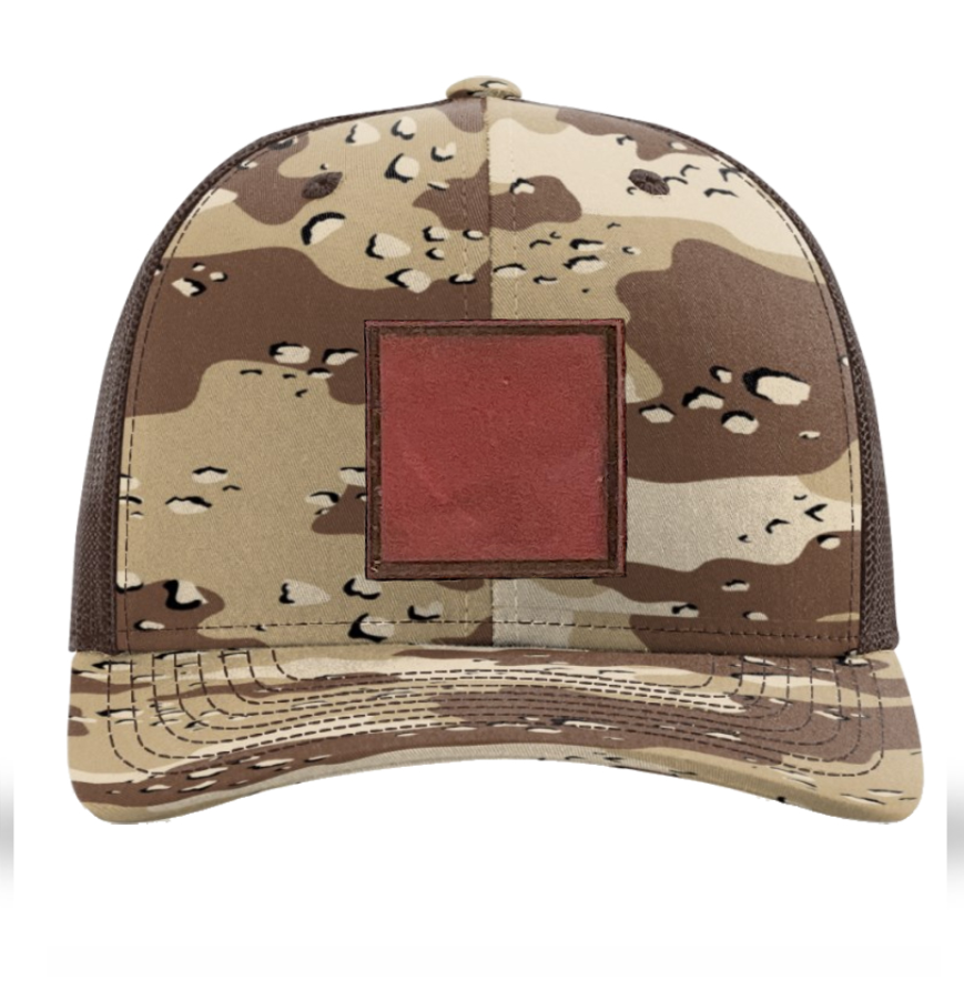 Desert Camo/ Brown Richardson Leather Patch Trucker Hat