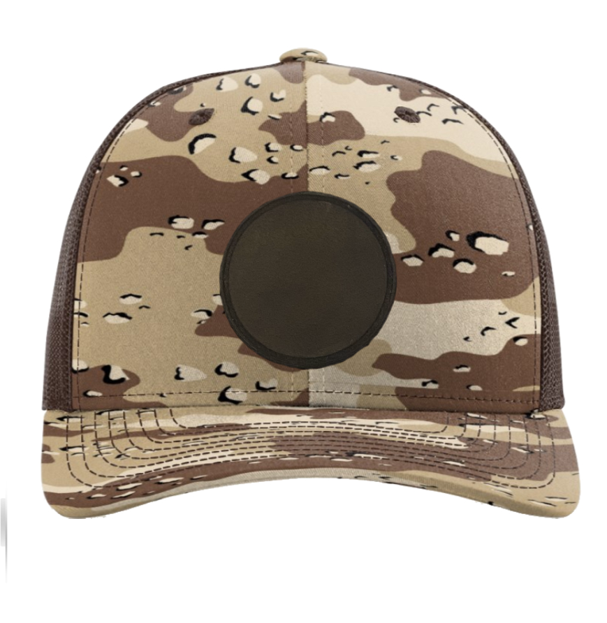 Desert Camo/ Brown Richardson Leather Patch Trucker Hat