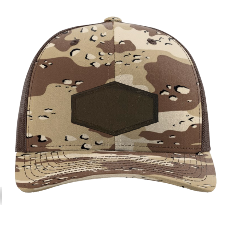 Desert Camo/ Brown Richardson Leather Patch Trucker Hat