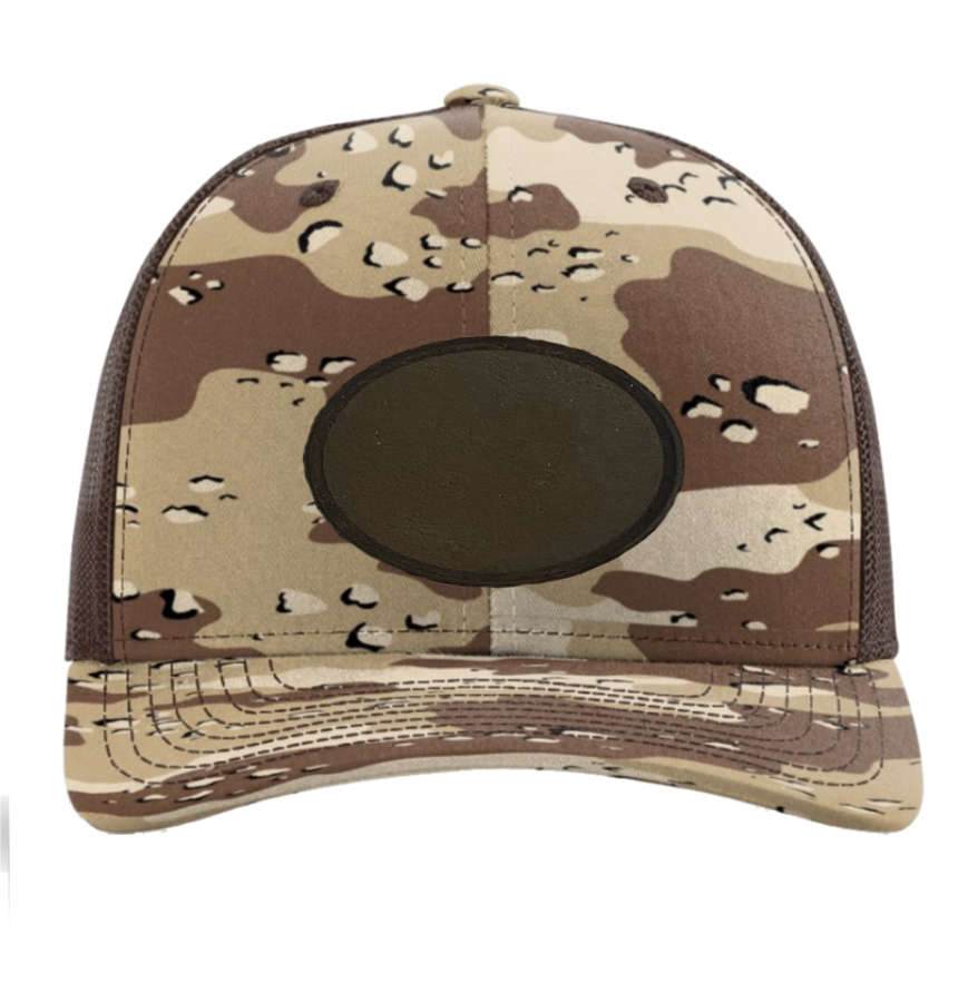 Desert Camo/ Brown Richardson Leather Patch Trucker Hat