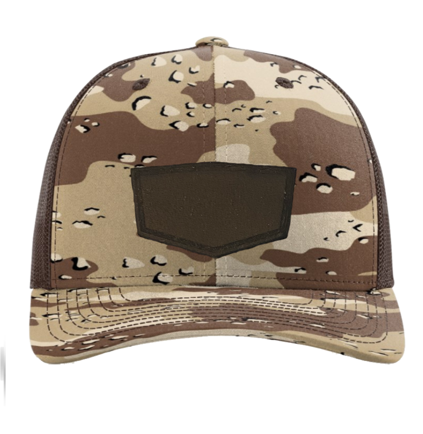 Desert Camo/ Brown Richardson Leather Patch Trucker Hat