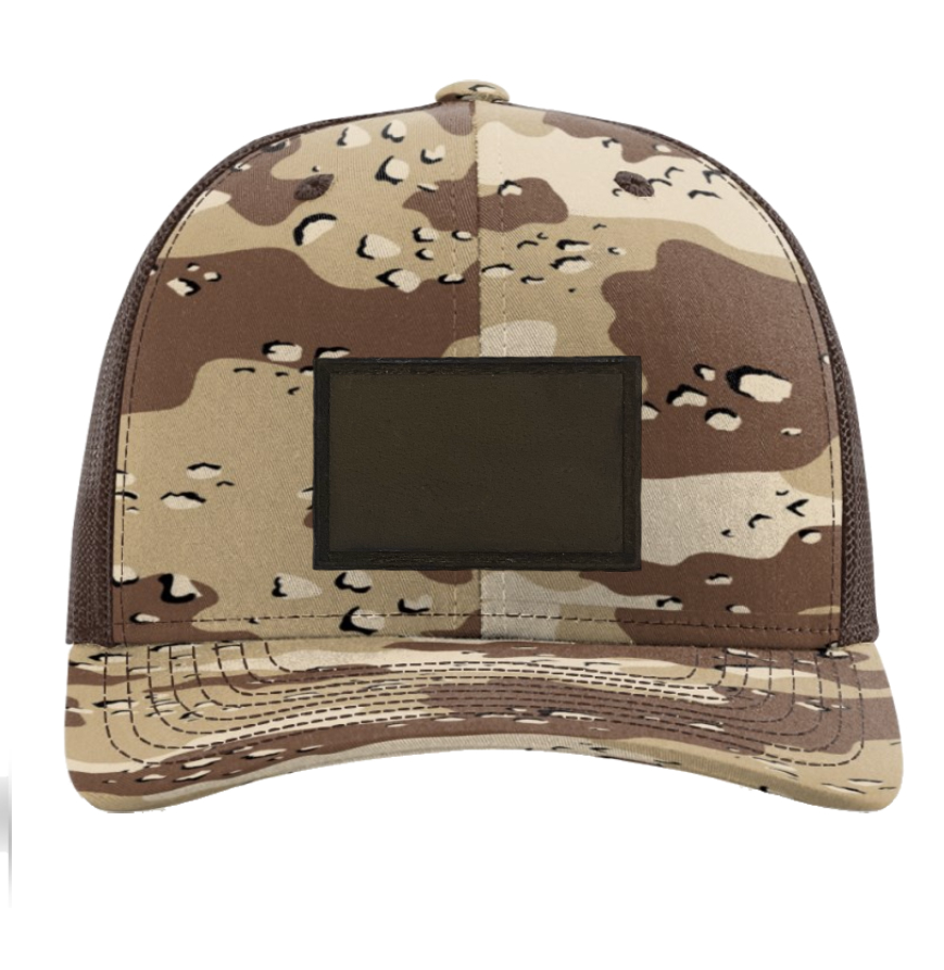 Desert Camo/ Brown Richardson Leather Patch Trucker Hat