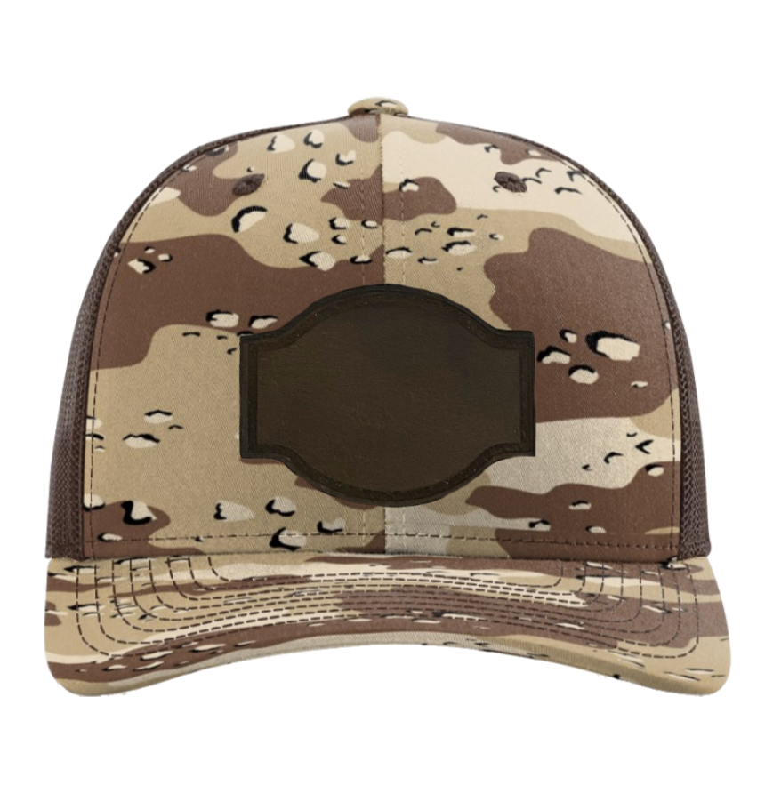 Desert Camo/ Brown Richardson Leather Patch Trucker Hat