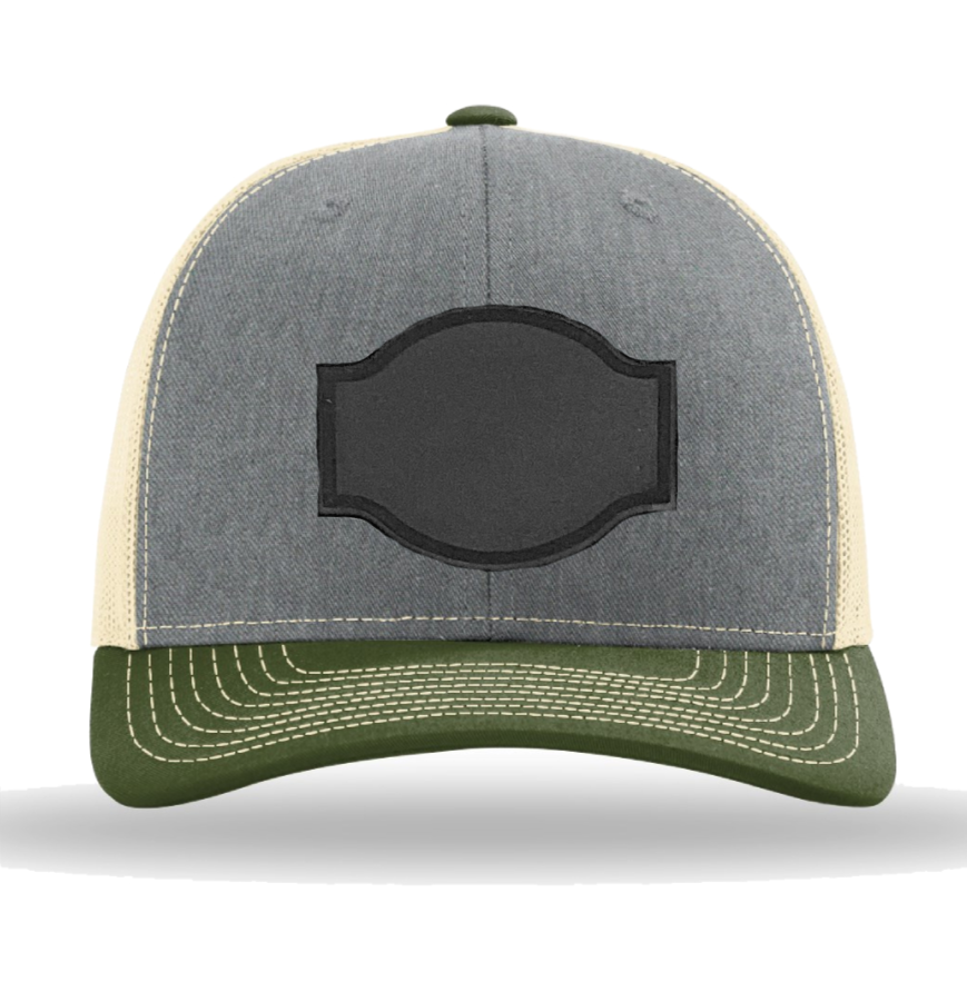 Heather Grey/ Birch/ Army Olive Richardson Leather Patch Trucker Hat