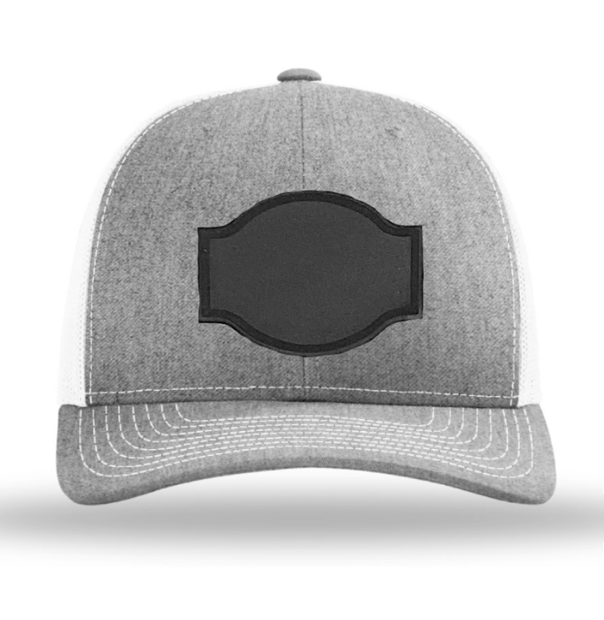 Heather Grey/ White Richardson Leather Patch Trucker Hat