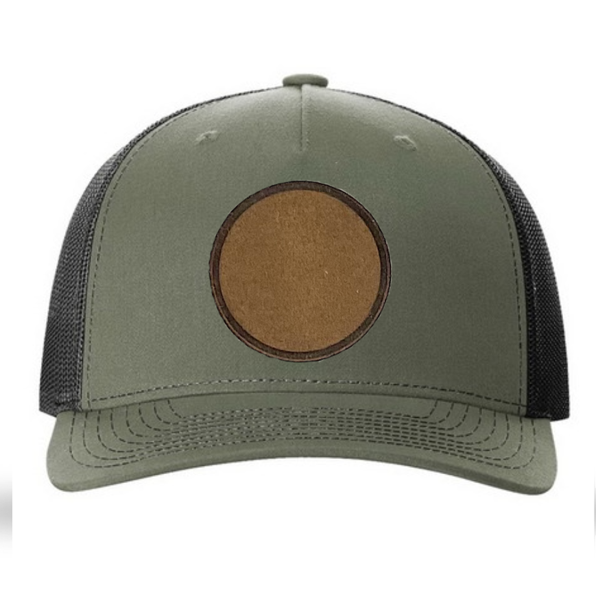 Loden/ Black Richardson Leather Patch Trucker Hat