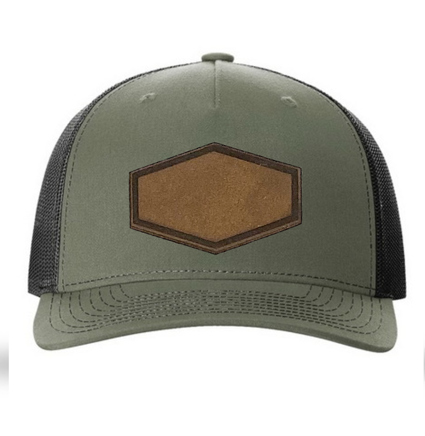 Loden/ Black Richardson Leather Patch Trucker Hat