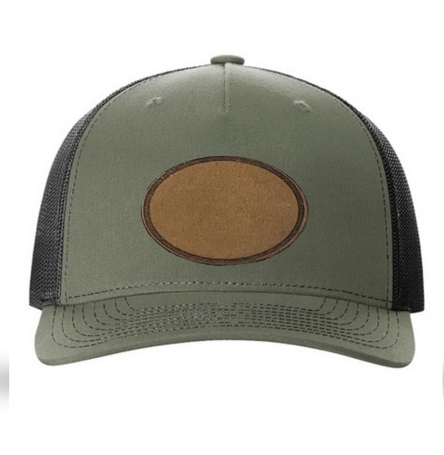 Loden/ Black Richardson Leather Patch Trucker Hat