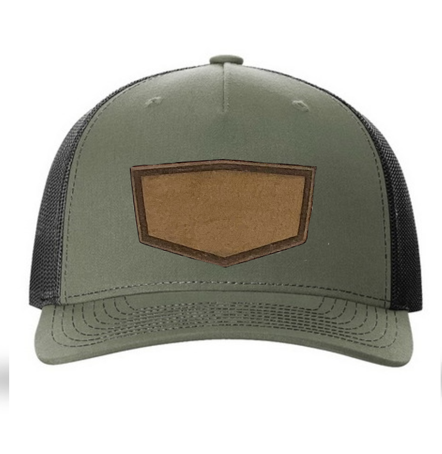 Loden/ Black Richardson Leather Patch Trucker Hat