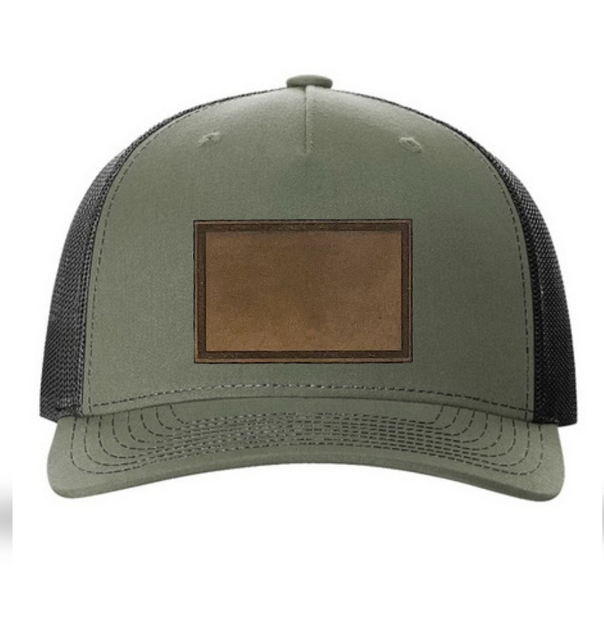 Loden/ Black Richardson Leather Patch Trucker Hat